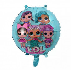 Шар (18''/46 см) Круг, ЛОЛ,  голубой, 1 шт.