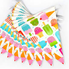 Гирлянда флажки Мороженое, 300см