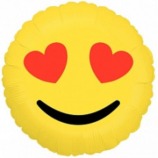 Шар (18''/46 см) Круг, Смайл Эмоции (Влюбленный),