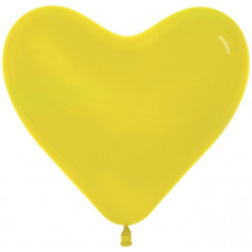 Латексный воздушный шар-сердце (6''/15 см) Желтый (020), пастель, 100 шт.