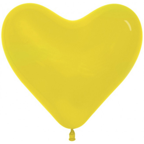 Латексный воздушный шар-сердце (6''/15 см) Желтый (020), пастель, 100 шт.