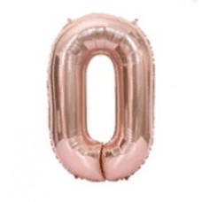 Шар (40''/102 см) Цифра, 0, Розовое Золото, Китай.
