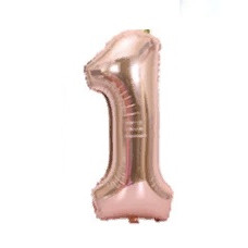 Шар (40''/102 см) Цифра, 1, Розовое Золото, Китай.