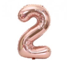 Шар (40''/102 см) Цифра, 2, Розовое Золото, Китай.