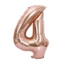 Шар (40''/102 см) Цифра, 4, Розовое Золото, Китай.