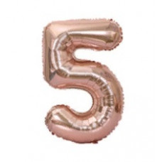Шар (40''/102 см) Цифра, 5, Розовое Золото, Китай.