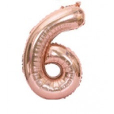 Шар (40''/102 см) Цифра, 6, Розовое Золото, Китай.
