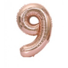 Шар (40''/102 см) Цифра, 9, Розовое Золото, Китай.