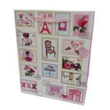 Пакет подарочный Франция, Розовый, 18*23*10 см