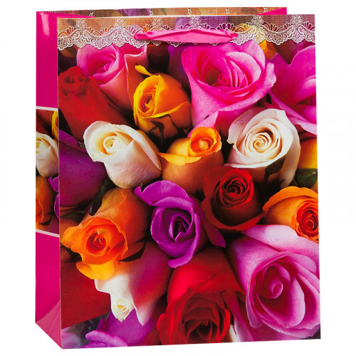 Пакет подарочный Бутоны роз, 21*25*10 см