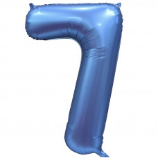 Шар (34''/86 см) Цифра, 7, Синий, Сатин, в упаковке 1 шт.