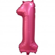Шар (34\'\'/86 см) Цифра, 1, Бордовый, Сатин, 1 шт. в упак.