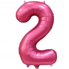 Шар (34\'\'/86 см) Цифра, 2, Бордовый, Сатин, 1 шт. в упак.