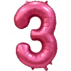 Шар (34\'\'/86 см) Цифра, 3, Бордовый, Сатин, 1 шт. в упак.