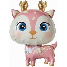 Шар (30''/76 см) Фигура, Олененок, Розовый, 1 шт.