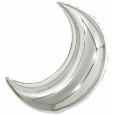 Шар с клапаном (10''/25 см) Мини-фигура, Полумесяц, Серебро, 1 шт.