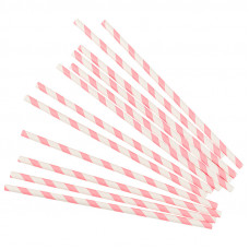 Трубочки для коктейлей, розовые полосы, 12шт (ВП)