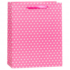 Пакет подарочный В горошек, Розовый, 12*15*6 см