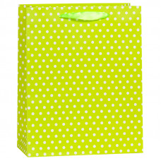 Пакет подарочный В горошек, Салатовый, 12*15*6 см