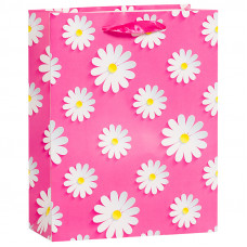 Пакет подарочный Ромашки, Розовый, 18*23*10 см