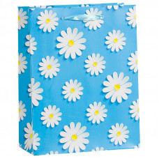 Пакет подарочный Ромашки, Голубой, 18*23*10 см