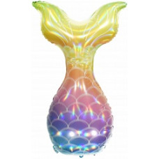 Шар (32''/81 см) Фигура, Хвост Русалочки, Нежная радуга, Голография, 1 шт.