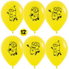 Шар (12''/30 см) Миньоны, Желтый, пастель, 1 ст, 10 шт.