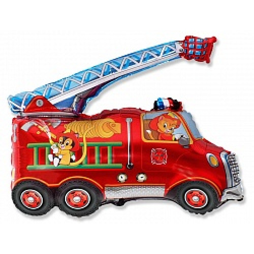 Шар (14''/36 см) Мини-фигура, Пожарная машина, Красный, 1 шт.