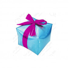 Шар (28''/71 см) Куб, Подарок с бантиком, Голубой