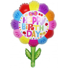 Фольгированный шар (26''/66 см) Фигура, Цветок с ДР, 1 шт.