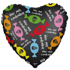 Шар (18''/46 см) Сердце, Ты моя конфетка, Черный, 1 шт.