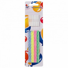 Свечи 2-х цветные тонкие 10,5см с держателями 12шт