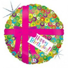 B 18 Розовый бант С днем рождения Голография  (США)