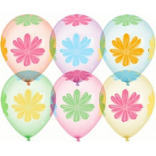 Воздушный шар (12''/30 см) Яркие цветы, Хрустальное ассорти, кристалл, 5 ст, 25 шт.