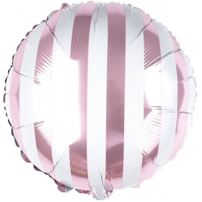 Шар (18''/46 см) Круг, В полоску, Розовый, 1 шт.