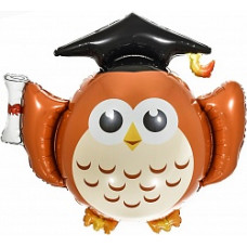 Шар (34''/86 см) Фигура, Сова Выпускник, 1 шт.