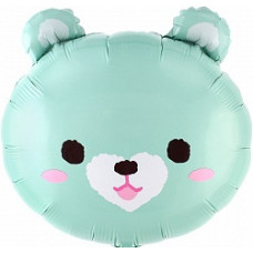 Шар (22''/56 см) Фигура, Голова, Милый медведь, Мятный, 1 шт.