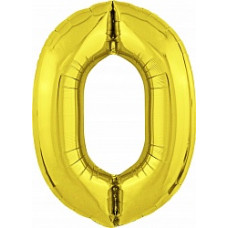 Шар (40''/102 см) Цифра, 0 Slim, Золото, 1 шт. в упак.