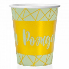 Стаканы (250 мл) С Днем Рождения! (геометрия линий), Золото/Ассорти, 6 шт.