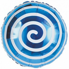 Шар (18''/46 см) Круг, Леденец Спираль, Синий, 1 шт.
