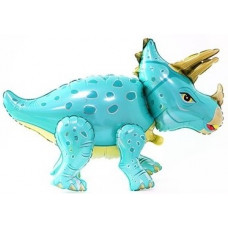 Шар 3D (36''/91 см) Фигура, Динозавр Трицератопс, Бирюзовый, 1 шт. в уп.