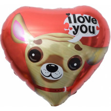 Шар (18''/46 см) Сердце, Я Люблю Тебя (собачка), Красный, 1 шт.