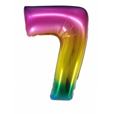 Шар (34''/86 см) Цифра, 7, Радужный, в упаковке 1 шт.