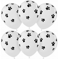 Воздушный Шар (12''/30 см) Лапки, Белый (200), пастель, 5 ст, 25 шт.