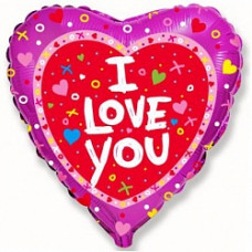 Шар (18''/46 см) Сердце, Я люблю тебя, Розовый