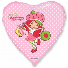 Шар (18''/46 см) Сердце, Клубничка с покупками, Розовый