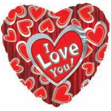 Шар (9''/23 см) Мини-сердце, Я люблю тебя (безумные сердца), Красный