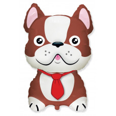 Шар (28''/71 см) Фигура, Бульдог, Коричневый, 1 шт.