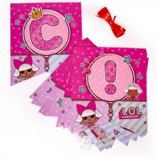 Гирлянда Флажки, С Днем Рождения!, Кукла ЛОЛ (LOL), 200 см, 1 шт.