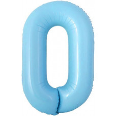 Шар с клапаном (16''/41 см) Мини-цифра, 0, Голубой, 1 шт.